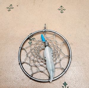 Silver and Turquoise Dreamcatcher Pendant